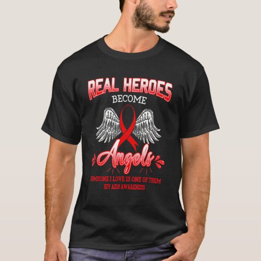 Echte Helden werden Engel Hiv Aids Awareness T-Shirt (Vorderseite)