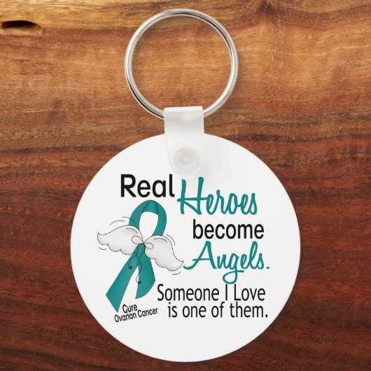 Echte Helden werden Engel Ovarialkarzinom Schlüsselanhänger (Vorderseite)
