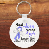 Echte Helden werden zu Engel Prostatakrebs Schlüsselanhänger (Vorderseite)
