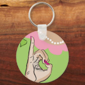 Echte hübsche Mädchen rosa grüne Schlüsselkette Schlüsselanhänger (Vorderseite)