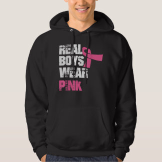 Echte Jungen tragen rosa Brustkrebs Awareness pink Hoodie