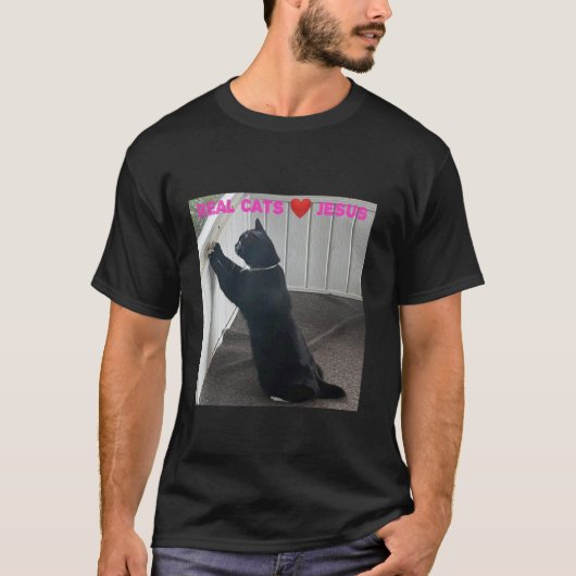Echte Katzen lieben Jesus T-Shirt (Vorderseite)