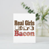 Echte Mädchen essen Bacon Postkarte (Stehend Vorderseite)