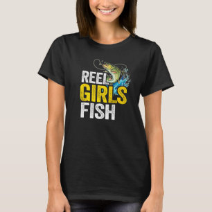 Echte Mädchen fischen Bass-Angeln Fischerin Mutte T-Shirt