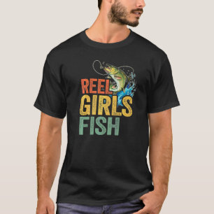 Echte Mädchen fischen Bassangeln Fischerin Mutter T-Shirt