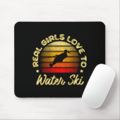Echte Mädchen lieben Wasserski zu fahren lustiger  Mousepad (Mit Mouse)