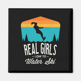 Echte Mädchen lieben Wasserskilaufen Wasserskiläuf Magnet