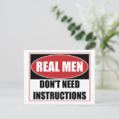 Echte Männer brauchen keine Anweisungen zu untersc Postkarte (Stehend Vorderseite)