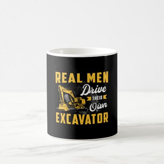 Echte Männer fahren Bagger Bauarbeiter Kaffeetasse (Mittel)