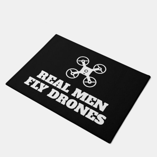 Echte Männer fliegen Drohnen lustige Türmatte für (Schrägansicht)