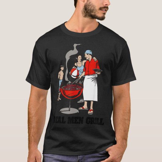 Echte Männer Grillen Bbq Cookout T-Shirt (Vorderseite)
