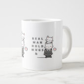 Echte Männer halten Tasse und Katzen mit drei Fäka (Vorderseite Rechts)