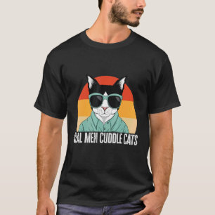 Echte Männer kuscheln Katzen Katze Vintage Herren T-Shirt