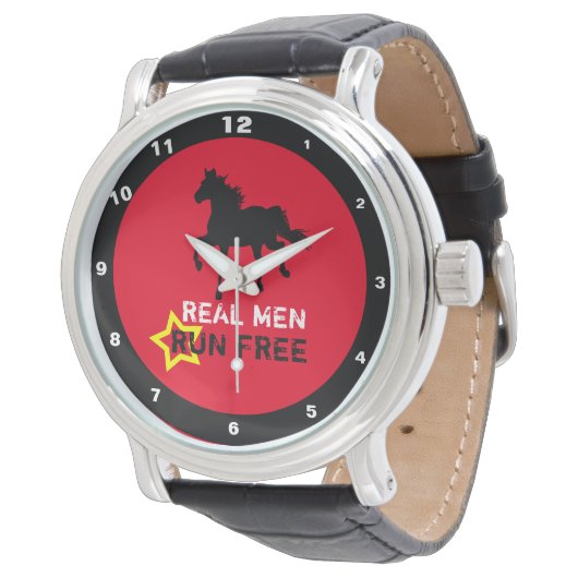 Echte Männer laufen frei und wild, schwarz (zäher Armbanduhr (Schrägansicht)