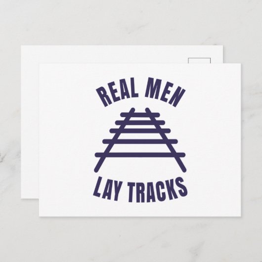 Echte Männer legen Schienen Postkarte (Vorne/Hinten)