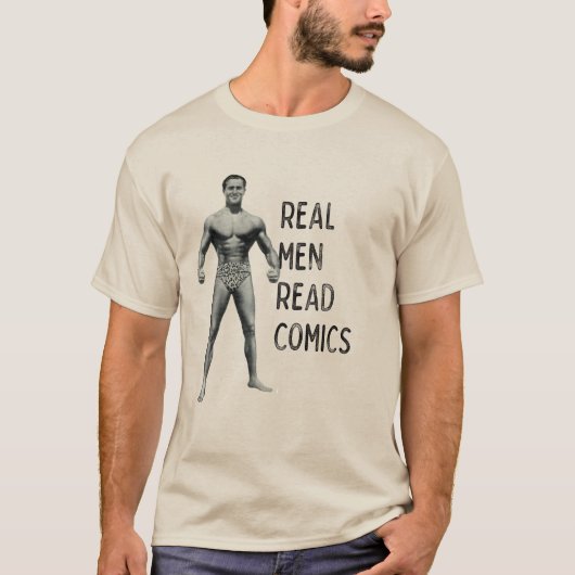"Echte Männer lesen Comics" T-Shirt (Vorderseite)