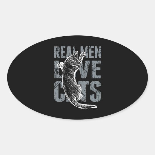 Echte Männer Liebe Katzen in Not Ovaler Aufkleber (Vorderseite)