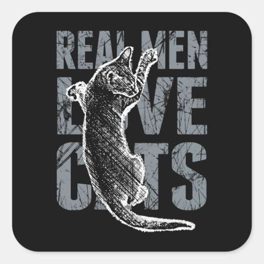 Echte Männer Liebe Katzen in Not Quadratischer Aufkleber (Vorderseite)