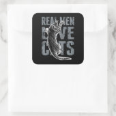 Echte Männer Liebe Katzen in Not Quadratischer Aufkleber (Tasche)