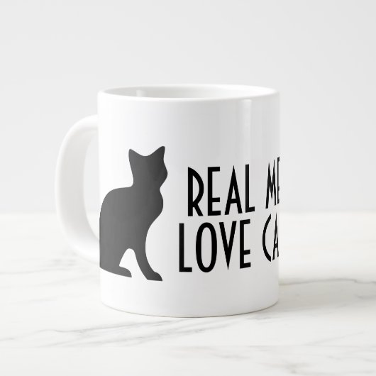 Echte Männer Liebe Katzen lustige große Jumbo-Größ Jumbo-Tasse (Vorderseite Links)