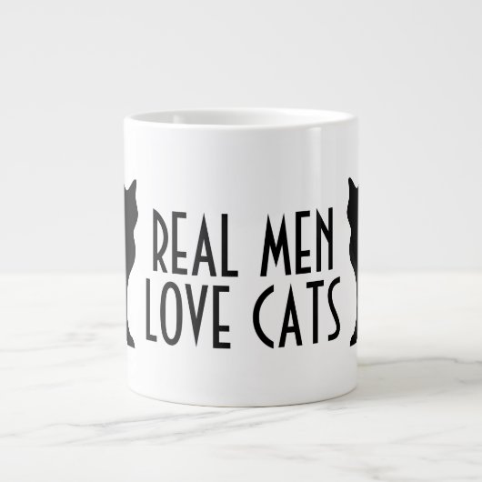 Echte Männer Liebe Katzen lustige große Jumbo-Größ Jumbo-Tasse (Vorderseite)