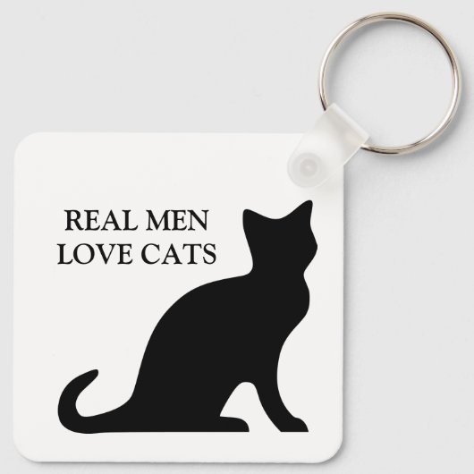 Echte Männer Liebe Katzen schwarz-weiß reversibel Schlüsselanhänger (Rückseite)
