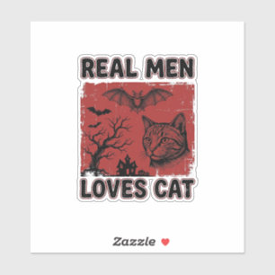 Echte Männer lieben Halloween-Katzenshirt im Vinta Aufkleber