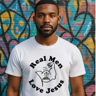 Echte Männer lieben Jesus - Starker Arm - Kreuz Un T-Shirt