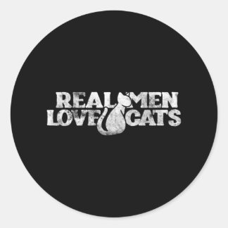 Echte Männer Lieben Katze Runder Aufkleber