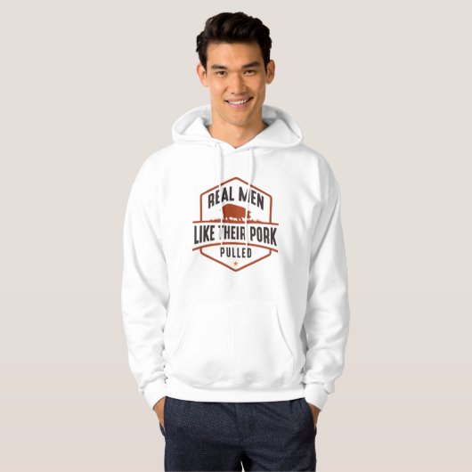 Echte Männer mögen ihr Schweinefleisch gepulst Hoodie (Vorne ganz)