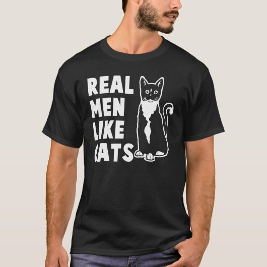 Echte Männer mögen Katzen T-Shirt (Vorderseite)