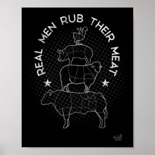 Echte Männer reiben ihr Fleisch Bbq-Raucher Meiste Poster