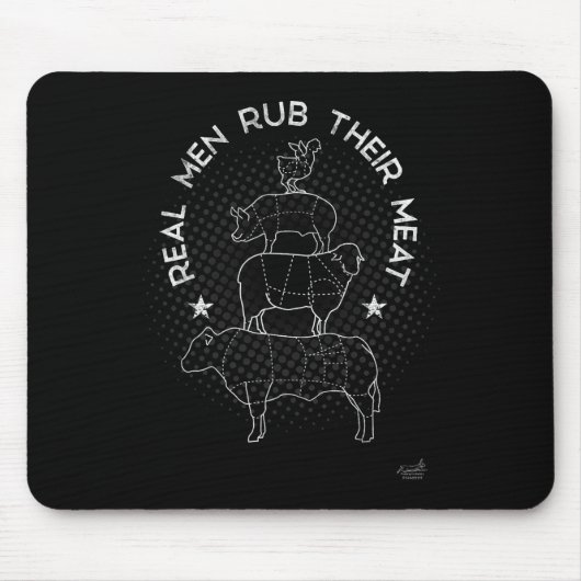 Echte Männer reiben ihr Fleisch Bbq-Räuchermeister Mousepad (Vorne)