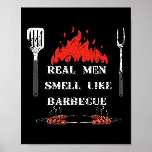 Echte Männer riechen nach Barbecue - Bbq Smoker Ba Poster (Vorne)