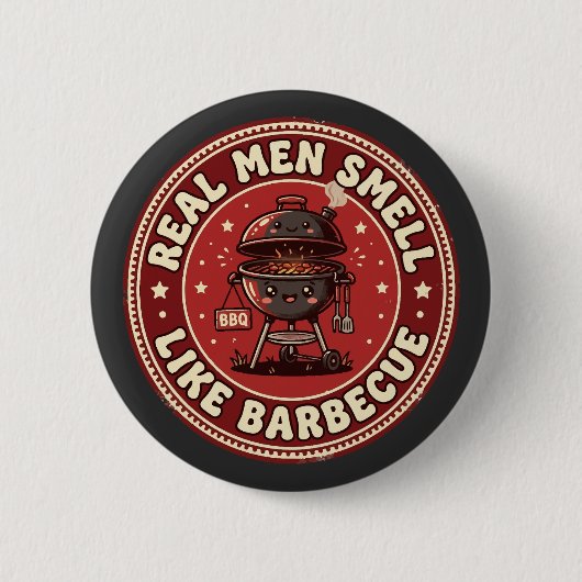 Echte Männer riechen nach Barbecue | Retro Grillen Button (Vorderseite)