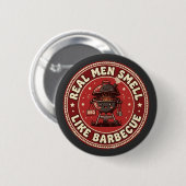 Echte Männer riechen nach Barbecue | Retro Grillen Button (Vorne & Hinten)