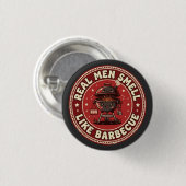 Echte Männer riechen nach Barbecue | Retro Grillen Button (Vorne & Hinten)