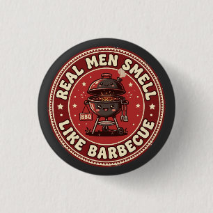 Echte Männer riechen nach Barbecue   Retro Grillen Button