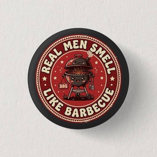Echte Männer riechen nach Barbecue | Retro Grillen Button (Vorderseite)