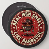 Echte Männer riechen nach Barbecue | Retro Grillen Button (Vorne & Hinten)
