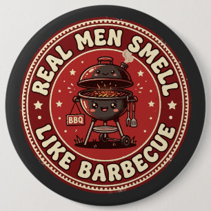 Echte Männer riechen nach Barbecue Retro Grillen Button
