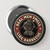 Echte Männer riechen nach BBQ & Rauch | Grillmeist Button (Vorne & Hinten)