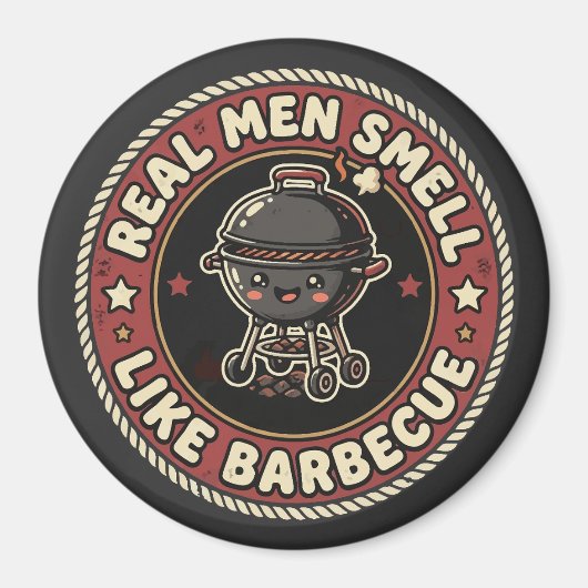Echte Männer riechen nach BBQ & Rauch | Grillmeist Magnet (Vorne)