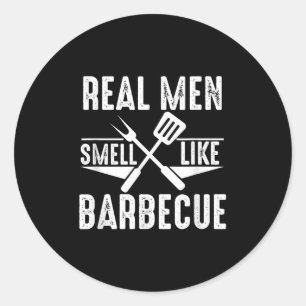 Echte Männer riechen wie Barbecue Funny Grillen Gr Runder Aufkleber
