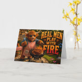 Echte Männer spielen mit Feuer Karte (Gelbe Blume)