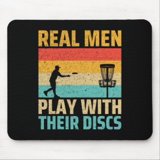 Echte Männer spielen mit ihren Discs Retro Disc Go Mousepad