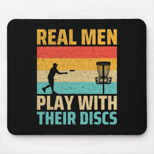 Echte Männer spielen mit ihren Discs Retro Disc Go Mousepad (Vorne)