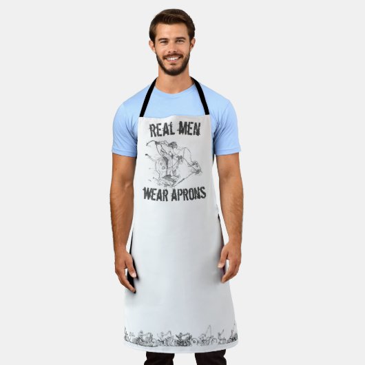 echte Männer tragen Schürze zeichnend All-Over-Pri (Getragen)