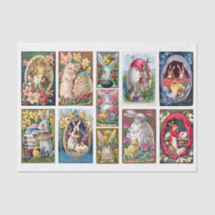 Echte (nicht KI) Vintage-Osterhasen, Kaninchen Seidenpapier