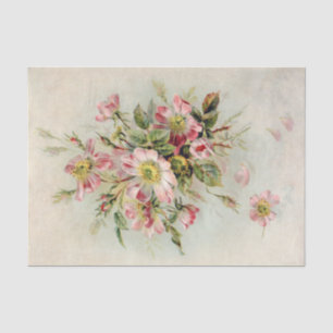 Echte (nicht KI) Vintage rosa Wildrosen Seidenpapier